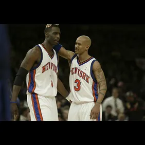 New York Knicks Stephon Marbury and Tim Thomas