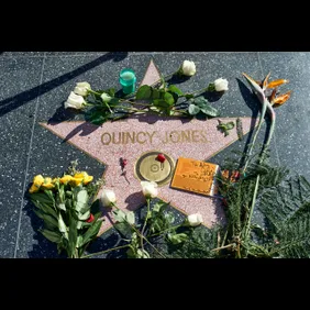 Flowers Placed On The Hollywood Walk Of Fame Star Of Quincy Jones