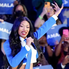 Megan Thee Stallion Attends Kamala Harris Campaign Rally In Atlanta