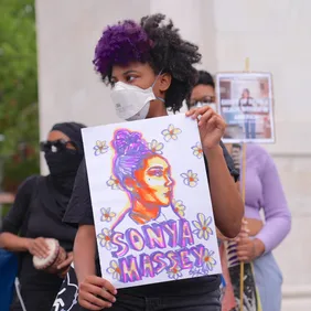 Protest in New York for Sonya Massey killed by police in Illinois