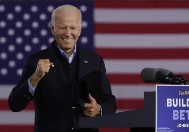 Democratic Presidential Nominee Joe Biden Holds Train Campaign Tour Of OH And PA