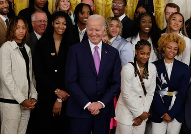 Biden Hosts NCAA Champion LSU Tigers And Connecticut Huskies At White House