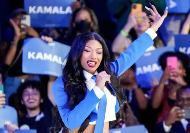 Megan Thee Stallion Attends Kamala Harris Campaign Rally In Atlanta