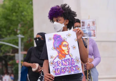 Protest in New York for Sonya Massey killed by police in Illinois