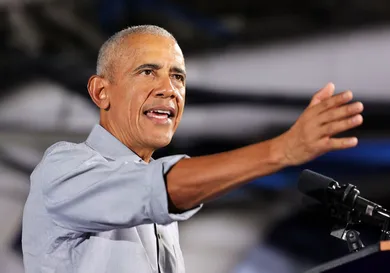 Barack Obama Campaigns For Kamala Harris In Nevada On State's First Day Of Early Voting