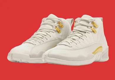 Red and white and gold jordans on sale