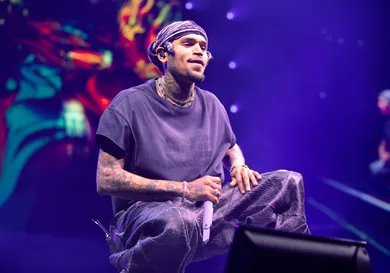 Chris Brown performing at Crypto.com Arena.